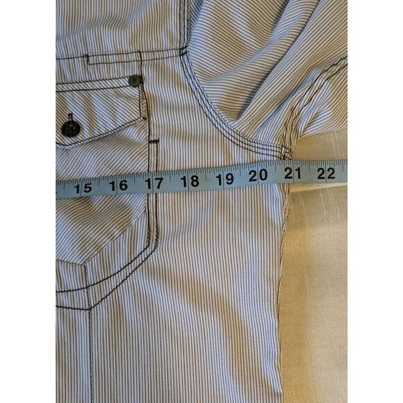 BKE Buckle Button Shirt Mens M White Black Striped Long Sleeve Western Cowboy - Picture 6 of 7